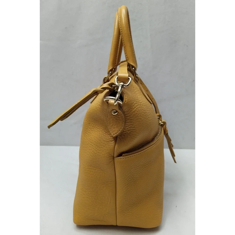 Dooney & Bourke Dillen Yellow Pebbled Leather Double Pocket Satchel Shoulder Bag